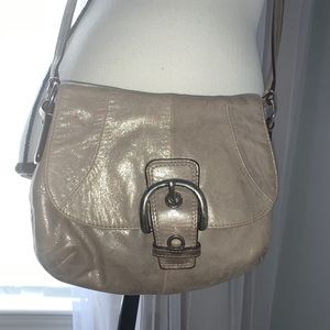 Coach silver leather purse crossbody